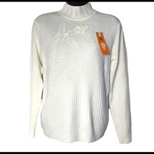 Vintage🧚‍♀️Lace-Panelled sequins long sleeve roll neck sweater size 8